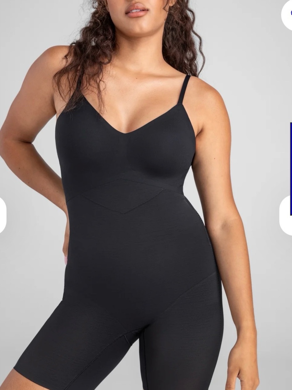 Honeylove NWT Black Mid Thigh Bodysuit with Adjustable Straps